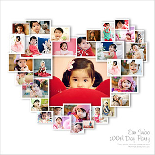 생일 첫돌 돌잔치 현수막제작 플랜카드 배너, 사진모아하트(B253)/ 화이트 38,000원