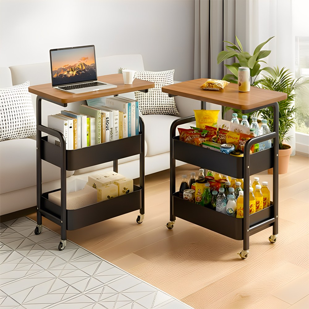 HOMEY NEST 트롤리 이동식 철제 3단 360도 회전 카트 HZMBTC03, 블랙 28,000원