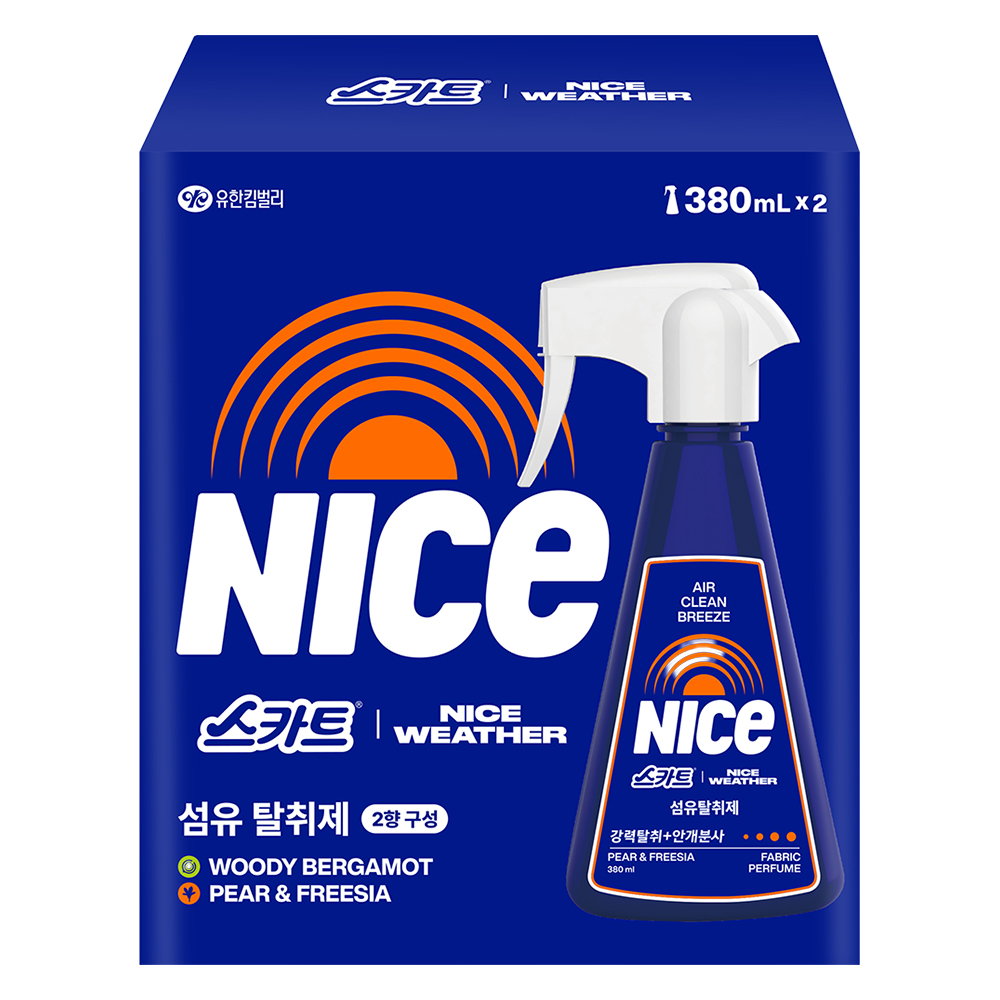 스카트 나이스웨더 탈취제 우디 페어프리지아 기획팩 380ml 본품 세트 9,240원