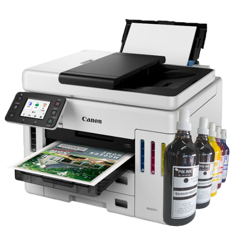 캐논 맥시파이 GX7092 비즈니스 팩스 무선 무한 복합기 + 핀잉크 대용량 안료세트 검정 2개 칼라 1세트 고속복합기 hp8720 hp8730 무한잉크 대체가능모델, GX7092+대용량안료4색+검정1개 649,000원