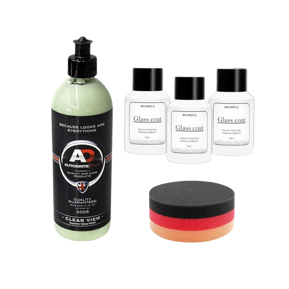 AD 오토브라이트 클리어뷰 500ml 유막제거제+발란스나인 글래스코트 30ml 3개 1세트+저먼패드 원형 50,700원