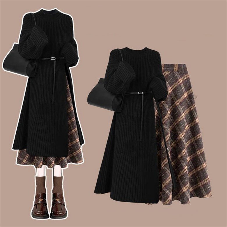 여성투피스 / 니트원피스 + 롱스커트 / 긴팔원피스 / 여성원피스 / TZ241224639 75 42,900원