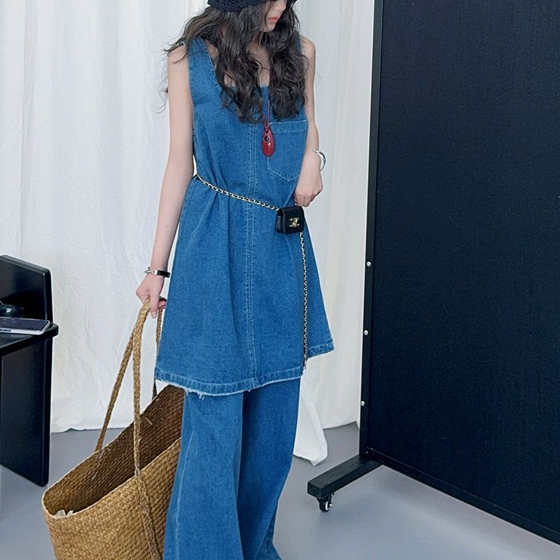 해피유통어린이 봄여름 패셔너블 민소매 원피스 + 와이드 팬츠 세트 캐주얼 트렌디 디자인14세 이상XG03 41,850원