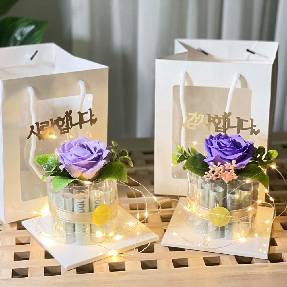 러블리팜 비누꽃 사랑 감사 용돈 케이크, 퍼플, 2개 27,000원