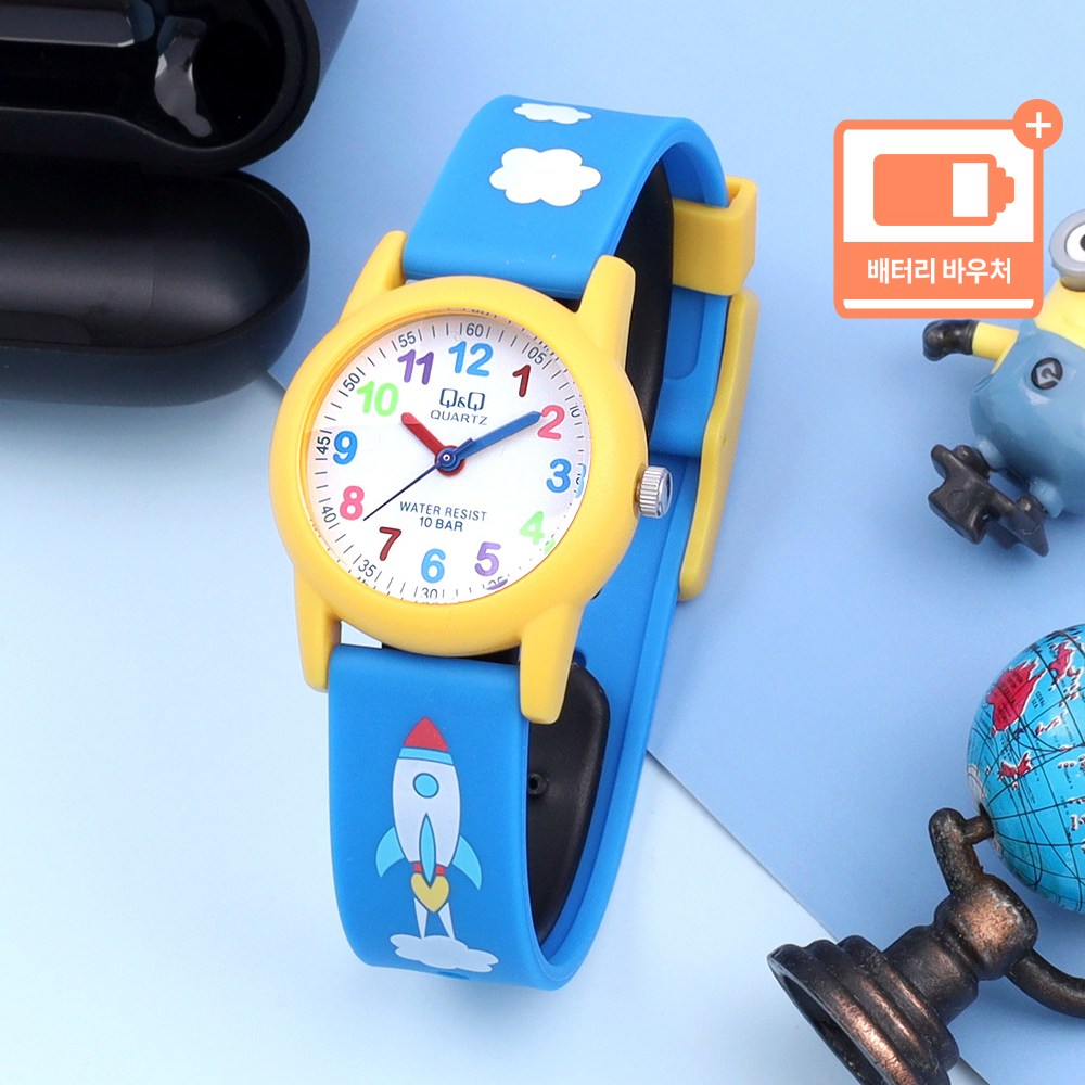 큐앤큐 정품 어린이 아동 100미터 방수 키즈 캐릭터 패션 초등학생 캐주얼 손목시계 + 배터리 바우처 19,000원