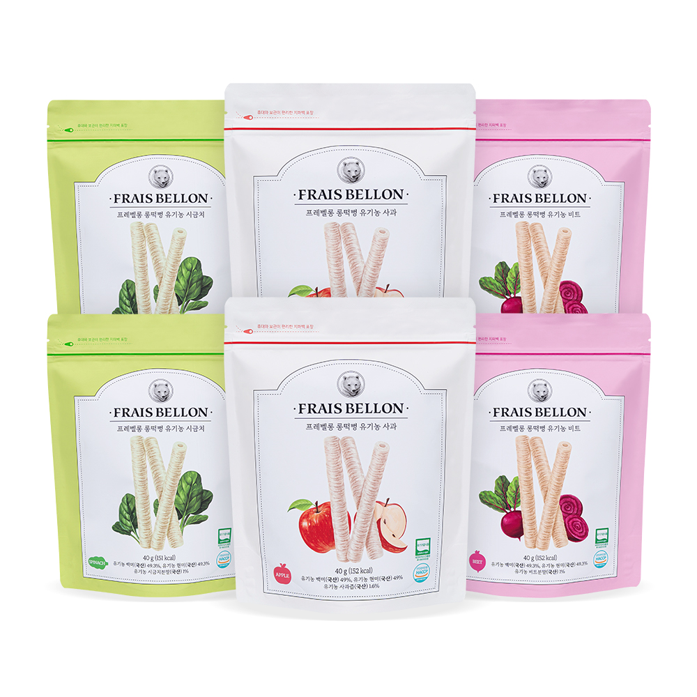 프레벨롱 유기농 롱떡뻥 과자 40g x 3종 x 2p 세트, 1세트, 사과, 비트, 시금치 15,900원