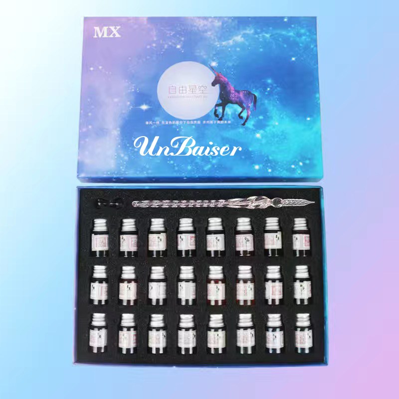 UNBAISER 유리펜 잉크세트 글연습 입문 독학 딥펜 받침대 미술펜 작문펜 사인펜 학생펜 학생용품 26종 세트 16,630원