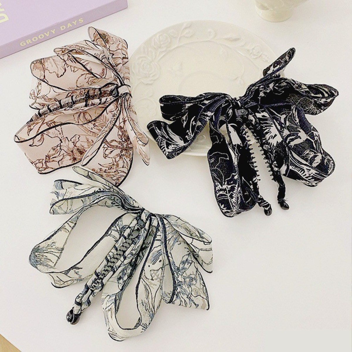 로르블랑 우아한 리본 바나나 집게핀 머리핀 헤어핀 3개SET 14,850원