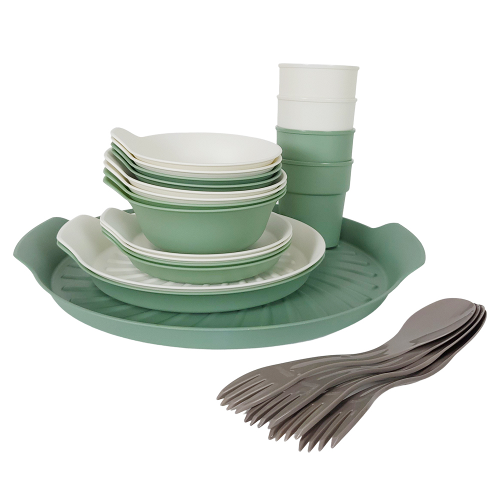 이지앤프리 무드온 플레이트 식기세트 23p, 플라워화이트 + 포레스트그린 + 우드그레이, 1세트 14,600원
