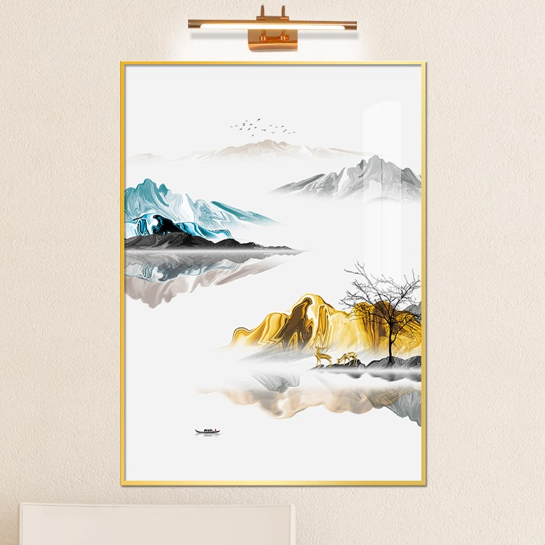 보고아트 돈 들어오는 그림 우아한 황금 사슴 보름달 거실 액자 개업 선물, [9] 황금사슴두마리_3개의산 67,900원