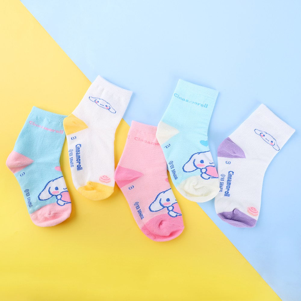 국산 정품 산리오 시나모롤양말 5켤레 세트 아동 키즈 여아 어린이 유아 초등 봄 가을 깜찍한 캐릭터 예쁜 귀여운 중목 양말 조카 어린이 단체 선물 13,900원