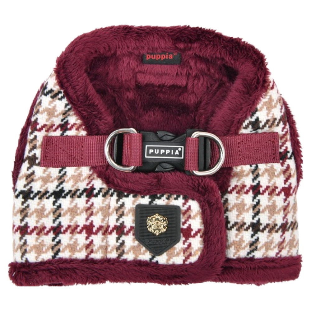 퍼피아 강아지 겨울 하운드투스 체크 털안감 조끼형 가슴줄 하네스 12,010원