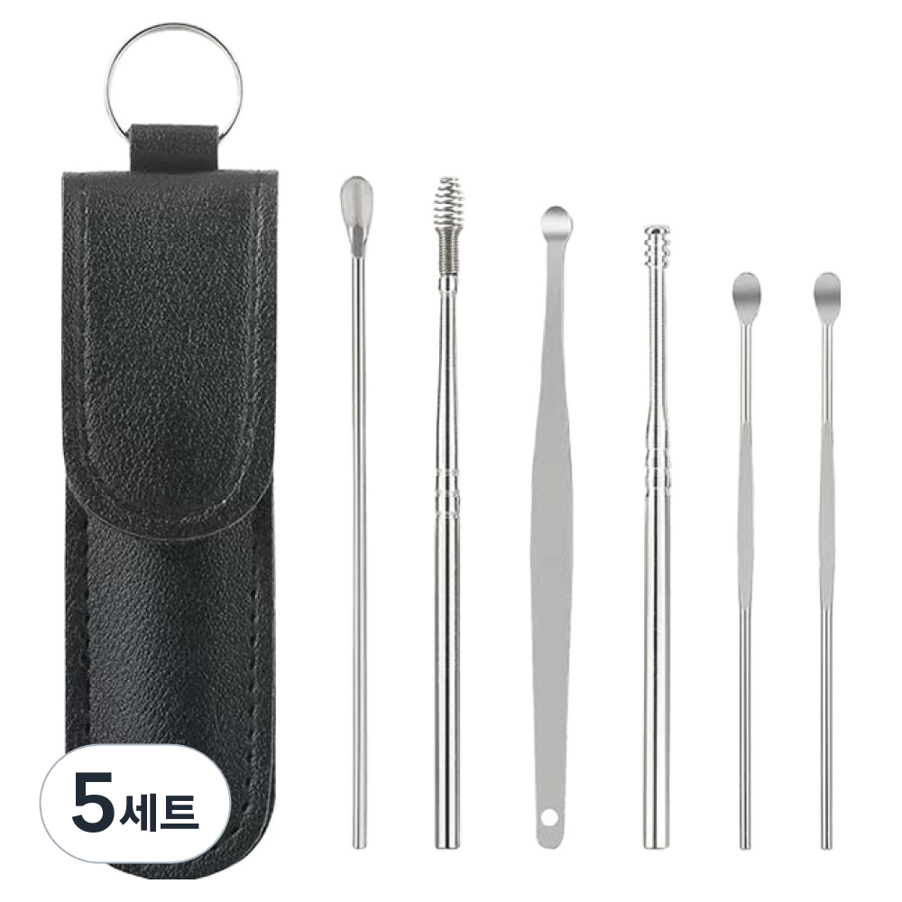 올웨일리 스텐 가죽케이스 휴대용 귀이개 6종 세트 블랙 TSP2533 34,500원