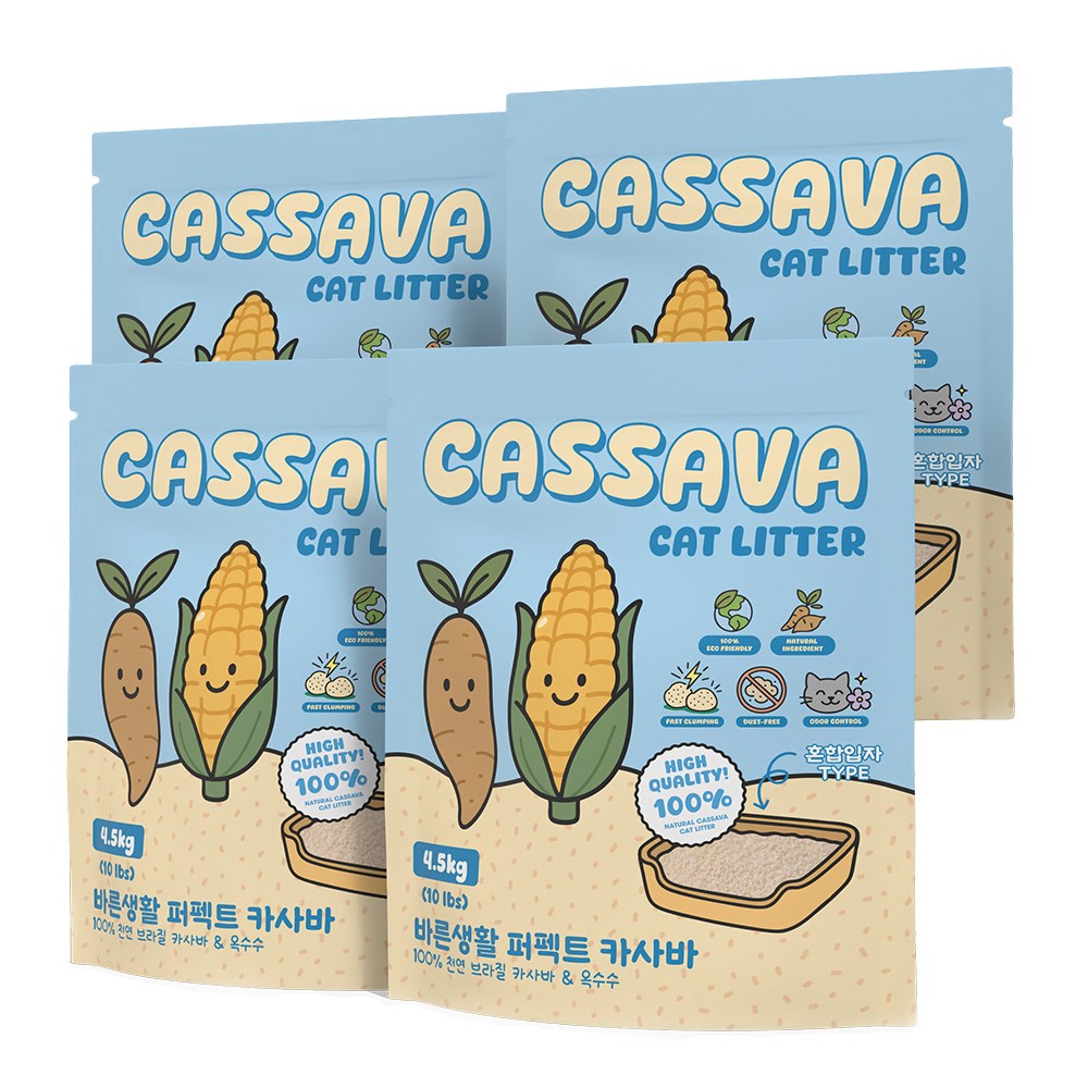바른생활 퍼펙트 브라질 카사바 고양이모래, 혼합입자, 4개, 4.5kg 66,500원