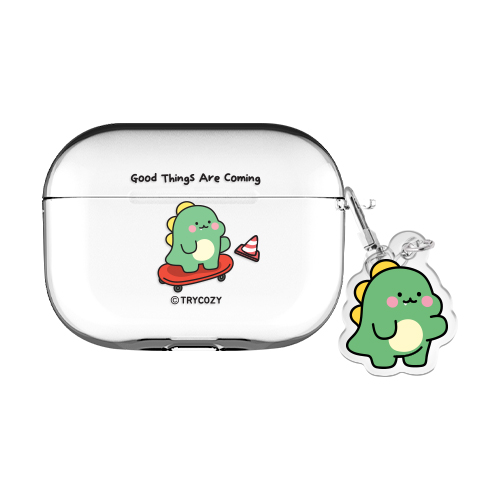 리틀티노 에어팟프로/에어팟프로2/에어팟4 클리어 케이스 +아크릴키링 세트, 스케이트보드, AirPods(4세대) 15,900원