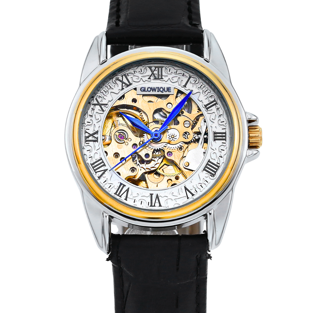 글로윅 스켈레톤 오토매틱 방수 남자 가죽 시계 메탈 시계 48,000원