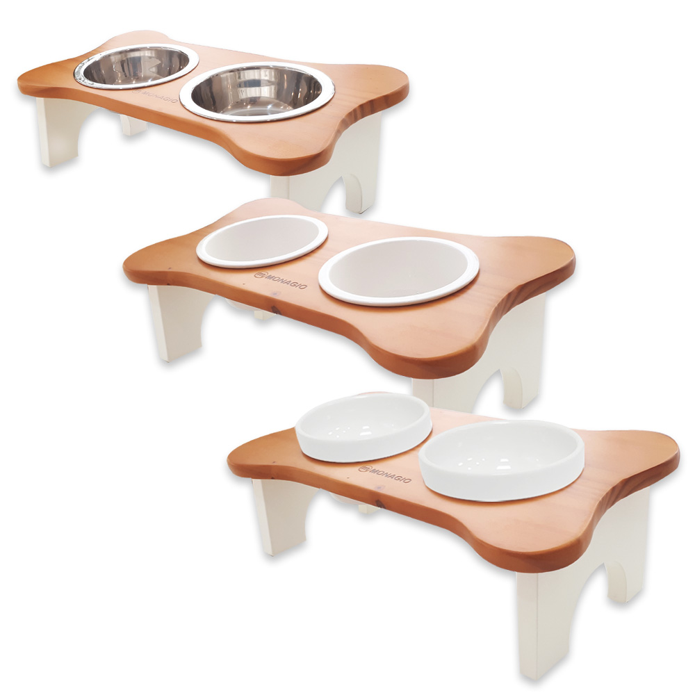 모나지오 반려동물 뷰티 원목식기 2구 + 스텐 2p + 도자기 2p + 멜라민 2p 21,800원