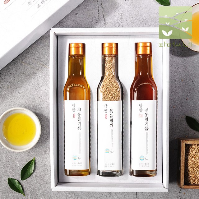 고소하고 진하게 내린 100% 국산 참기름/들기름 250ml 3종 선물세트 99,900원