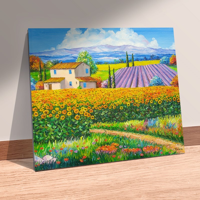 엘티에프티 해바라기 유화 - 해바라기 전원마을 캔버스 그림액자 돈을부르는 그림 풍수액자 집들이선물 개업선물 인테리어액자 선물 액자선물 45,000원