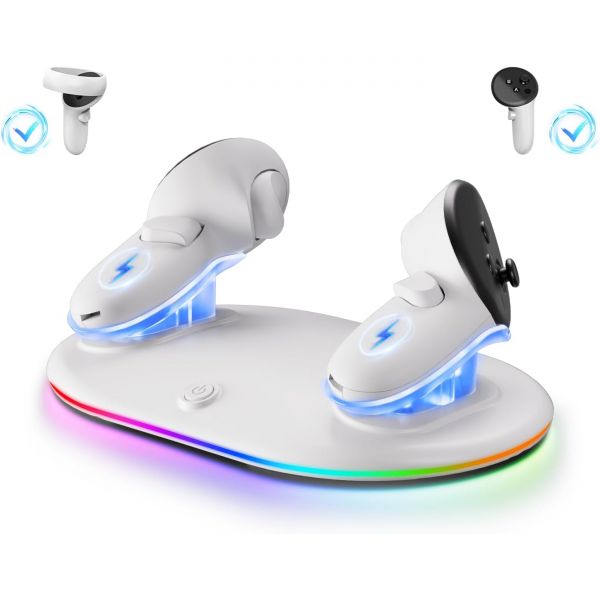 RGB 조명 VR 액세서리 디스플레이 스탠드 및 충전식 배터리가 있는 Oculus 컨트롤러용 Meta Quest 33s2 컨트롤러용 소형 충전 도크2100mAh2 92,500원