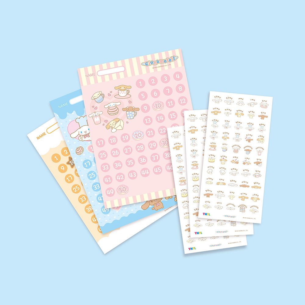 [산리오 정품] 영인터내셔널 마이멜로디&쿠로미 칭찬스티커판+칭찬스티커 9매 세트 5,900원