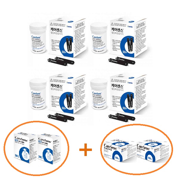 케어센스2 / 케어센스2플러스 혈당 시험지 혈당 검사지 200매 +침200매+솜200매 (200매 세트) SW, 현재가 57,000원