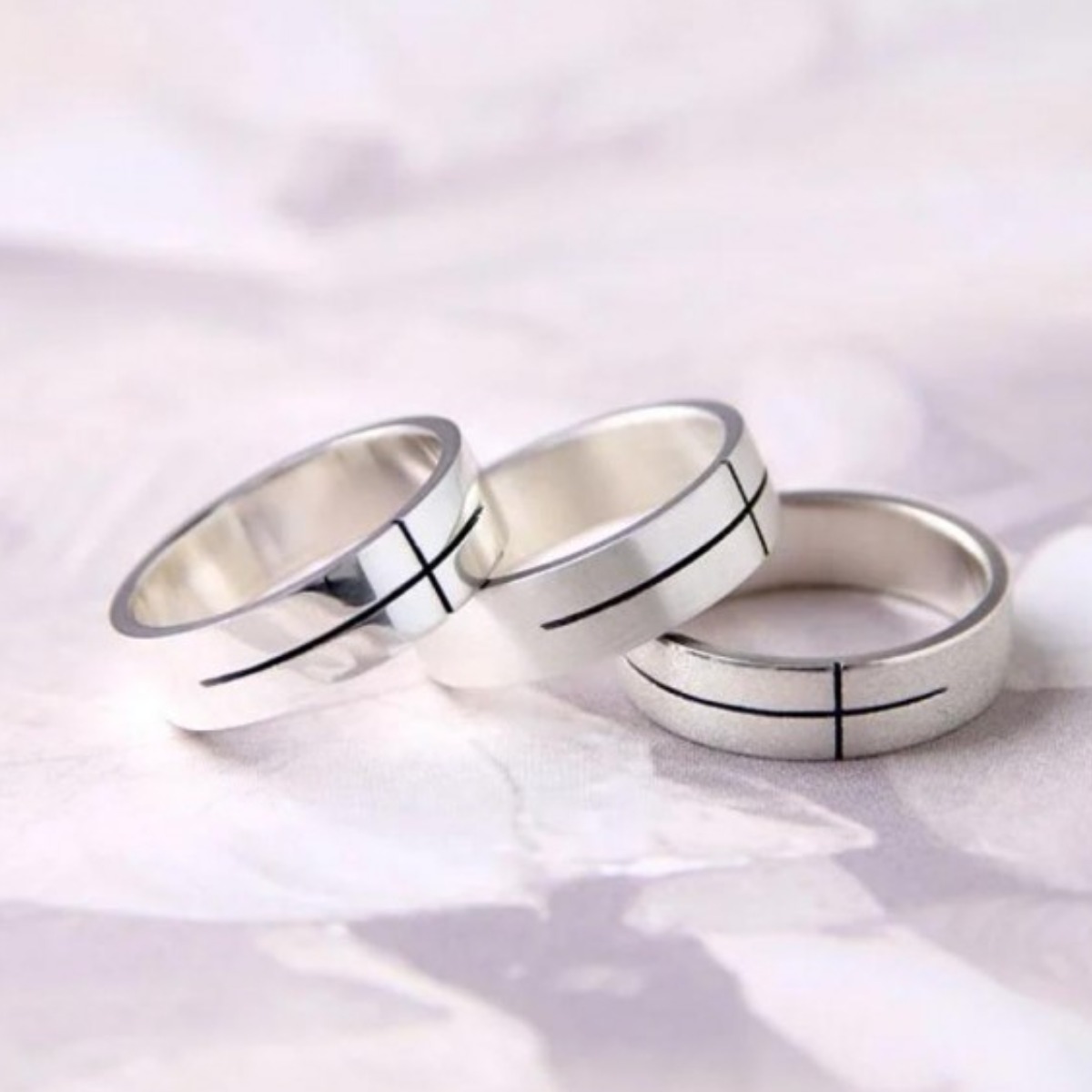 루미나D 실버 라인 십자가 평반지 925 은반지 심플 커플링 347,140원