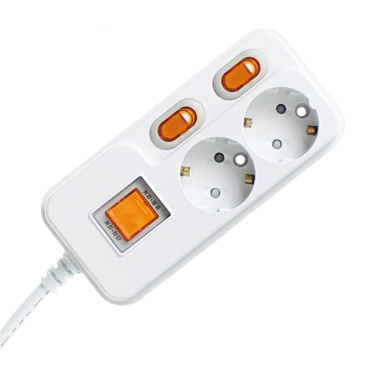 현대일렉트릭 접지 메인 개별스위치 2구 멀티탭 전선형, 5m, 1개 12,400원