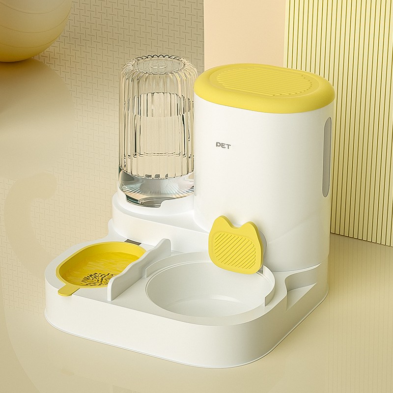 Izeriel 반려동물 급식기 고양이 급수기 사료 그릇 고양이 밥그릇 급수 급식 일체형 사료 투입기 고양이 강아지 용품 펫 피딩 기기 자동 급수기, 1개, 옐로우, 1000g 23,000원