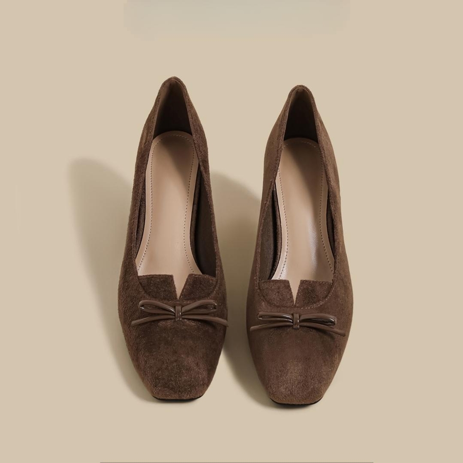 이냐시아 여성 스웨이드 펌프스 리본 스퀘어토 베이지 구두 99,000원