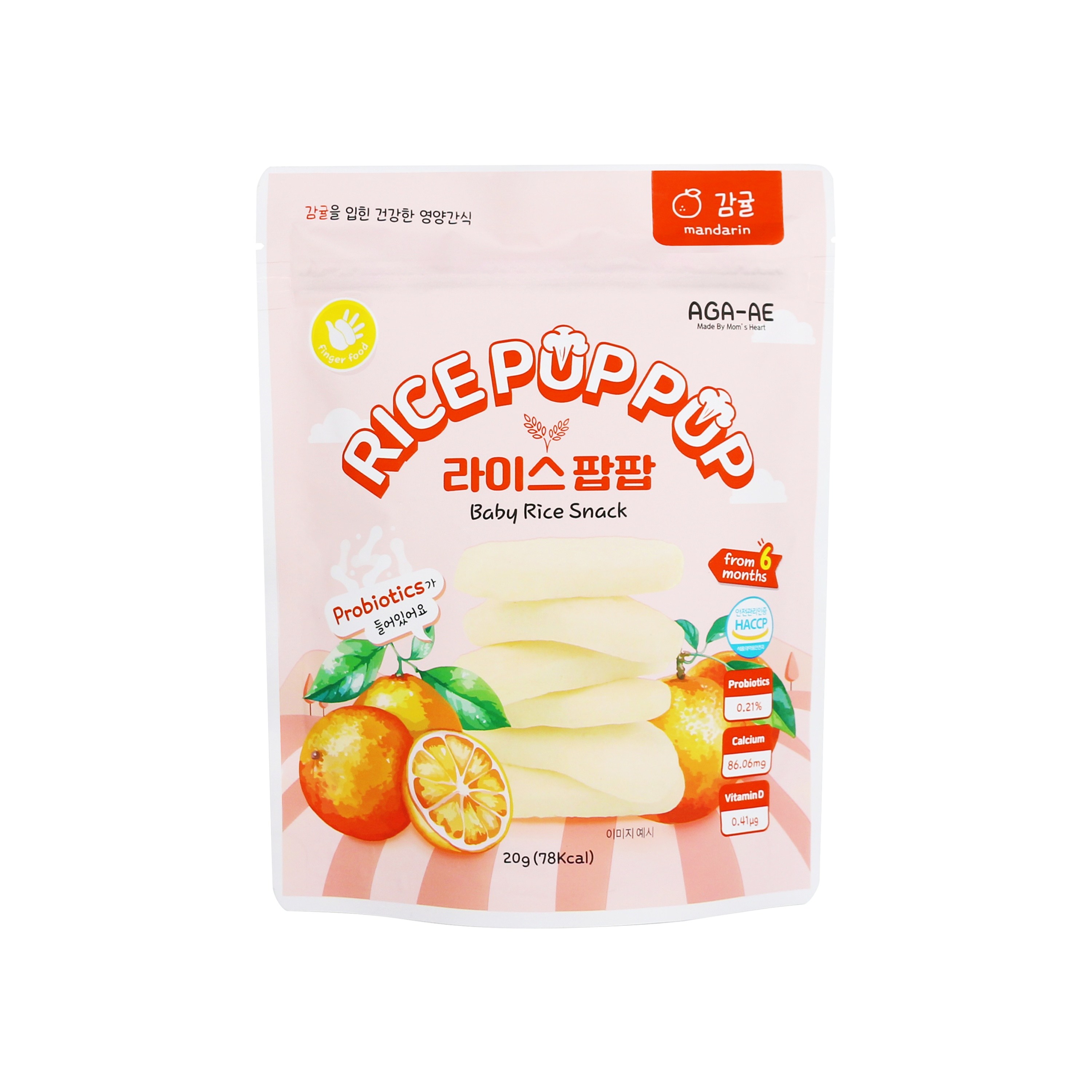 아가애 라이스팝팝 유기농 쌀떡뻥 6개월부터 프로바이오틱스 칼슘 비타민D, 10개, 20g, 감귤 27,580원