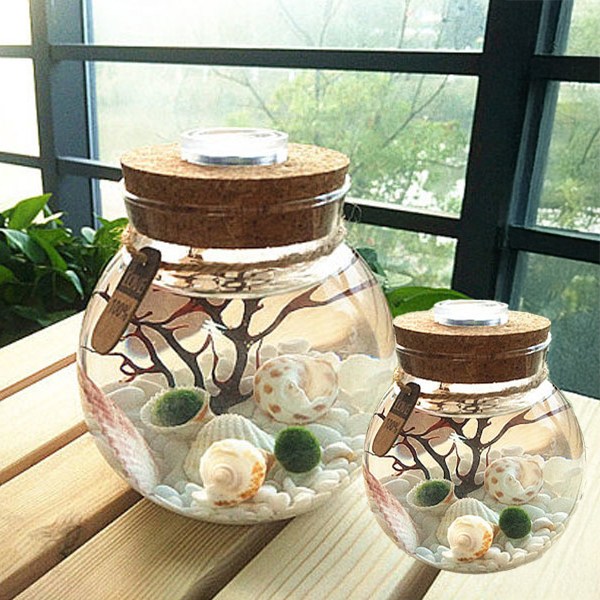 테라리움 화분 LED볼단지 1300ml 2개 마리모 조명 유리병 24,200원