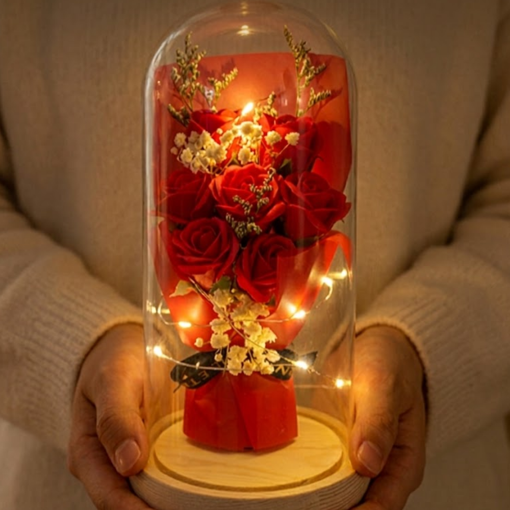 셀루미스 꽃무드등 LED 장미 무드등 유리돔 플라워 시들지않는 꽃 여자친구 선물 프리저브드, 레드 16,480원