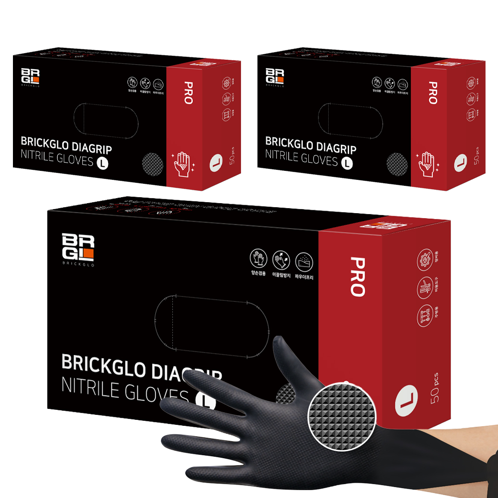 브릭글로 다이아그립 프로 니트릴 장갑 50p, 블랙, L, 3개 28,800원