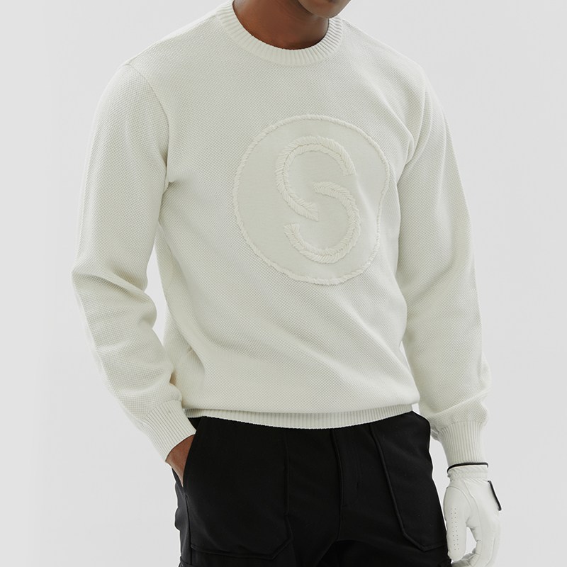 [세인트나인] 남성 S로고 라운드 긴팔 스웨터 IVORY 113,700원