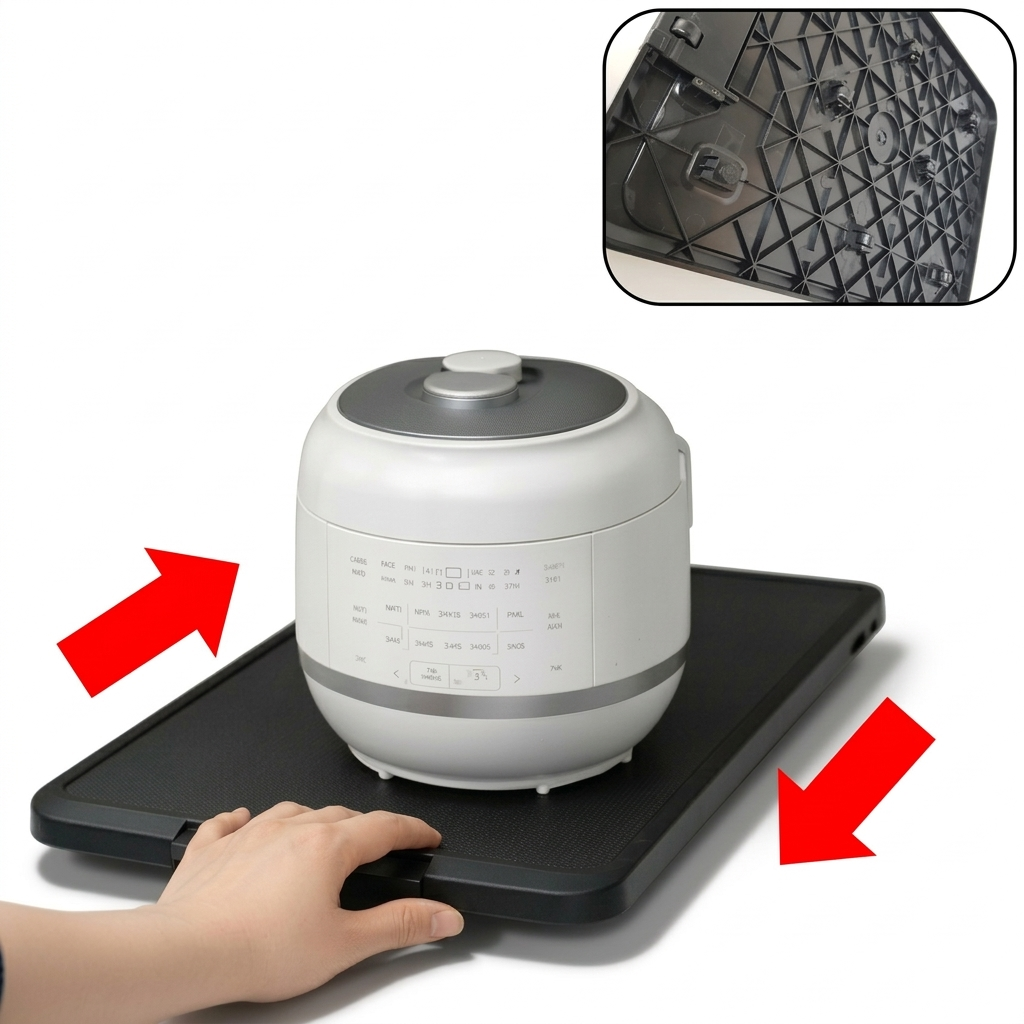 MADEALL 슬라이딩 트레이 밥솥 선반 정수기 캡슐 커피머신 선반, 블랙, 1개 18,500원