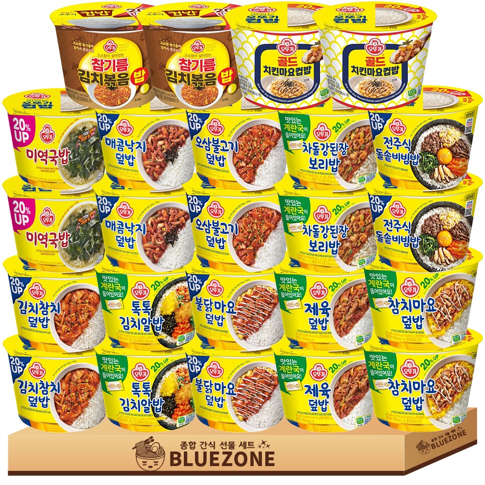 오뚜기 컵밥 20% UP 계란국포함 24입 (김치참치+톡톡+참치마요+불닭마요+전주돌솥+매콤낙지+제육+오삼+쇠고기미역국+참기름김치볶음밥+차돌+치킨마요) x2, 1개 78,800원