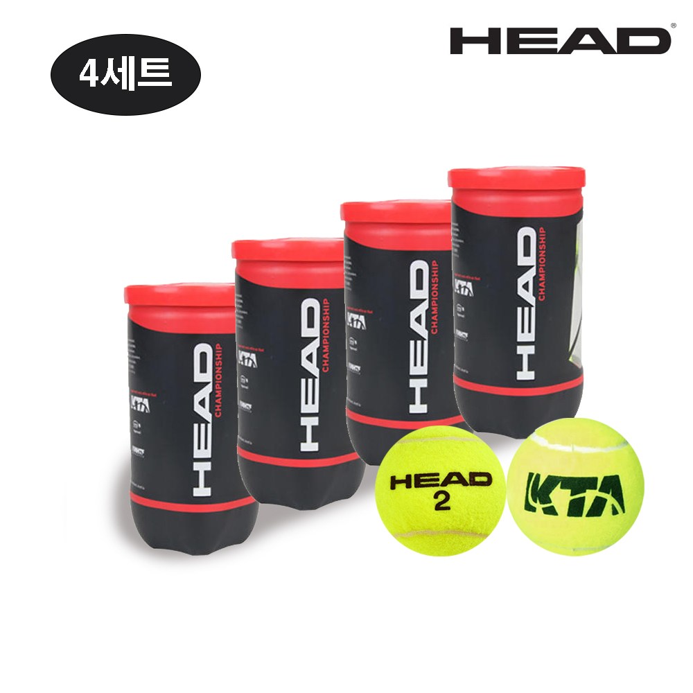 HEAD 헤드 챔피온쉽 테니스 캔볼 (2개입) X 4세트, 옐로우, 4개, 현재가 17,800원