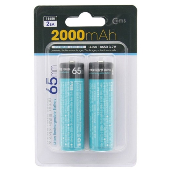 컴스 18650 보호회로 65mm 2000mA 리튬이온 충전지 LB200 11,850원
