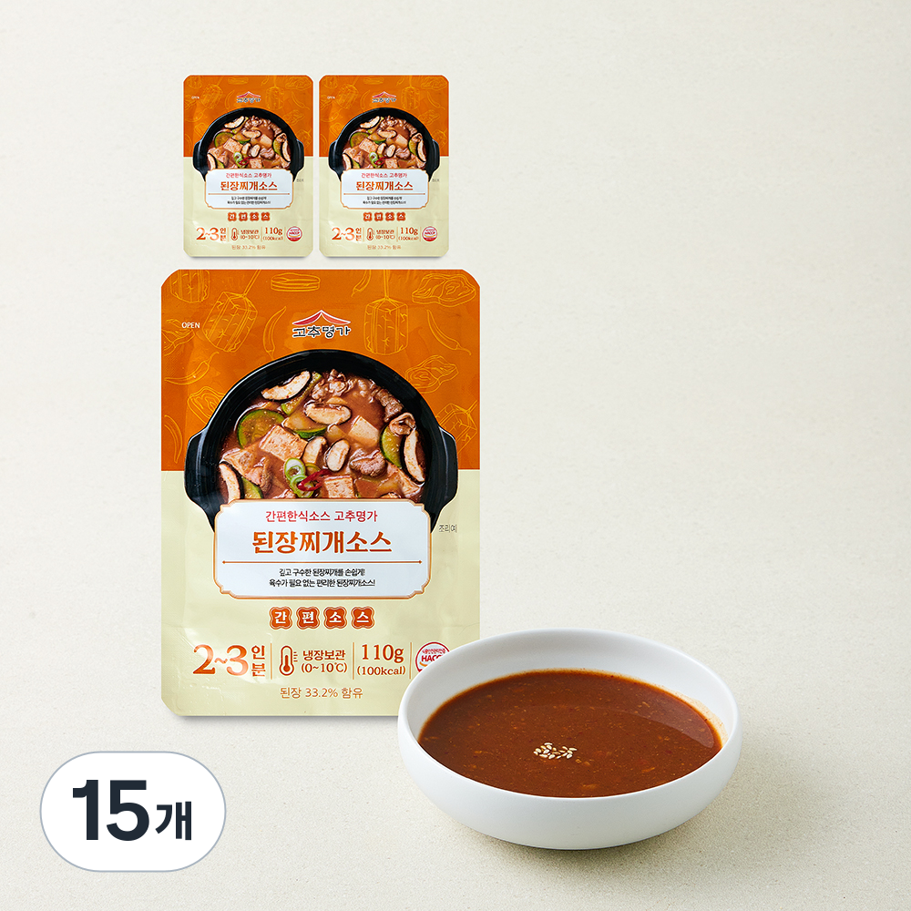 [로켓프레시] 고추명가 된장찌개 소스, 110g, 15개 31,800원