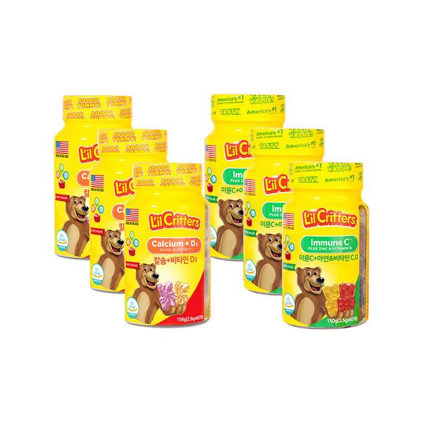 꾸미바이트 건강식품관 [릴크리터스] 꾸미바이트 이뮨 아연+비타민 C,D 3병+꾸미베어스 칼슘비타민D 3병 122,300원