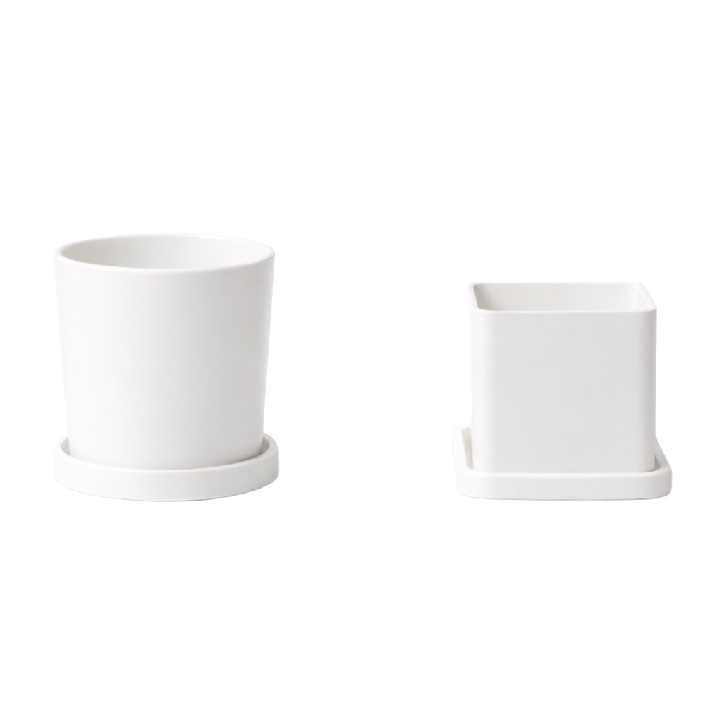 모던레시피 소형 유광 화이트 플라스틱 화분 받침 세트 / 사각 원형 인테리어 화분, 1개, 원형화이트 7,900원