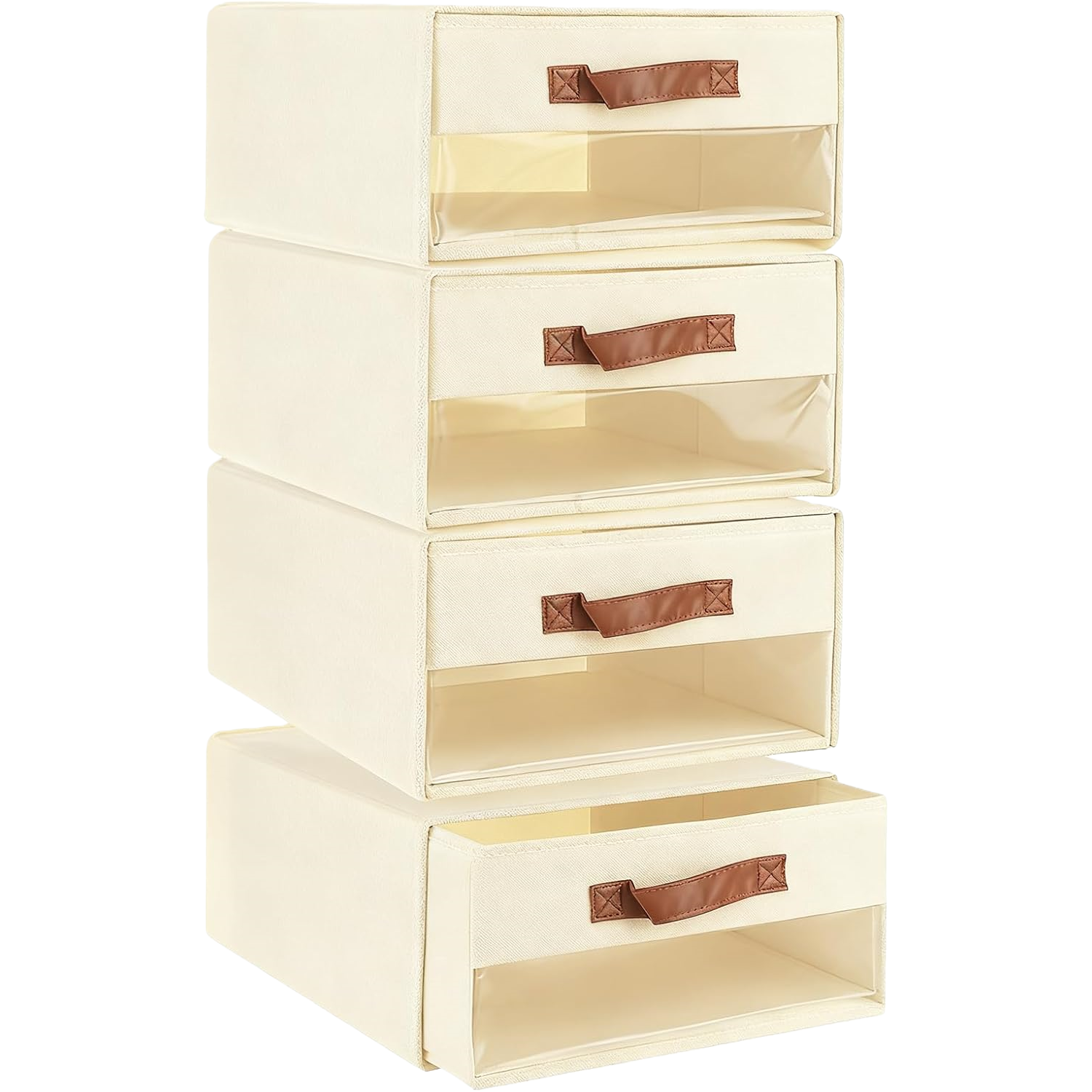 옷보관함 다기능의 투명수납함 4개, 미색 38,800원