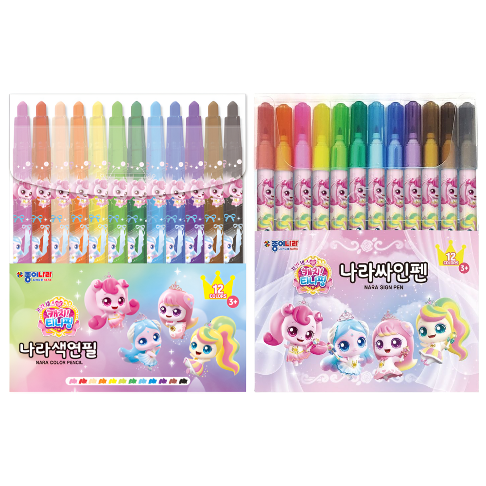 종이나라 프린세스 캐치티니핑 나라색연필12색+나라싸인펜12색 세트 11,980원