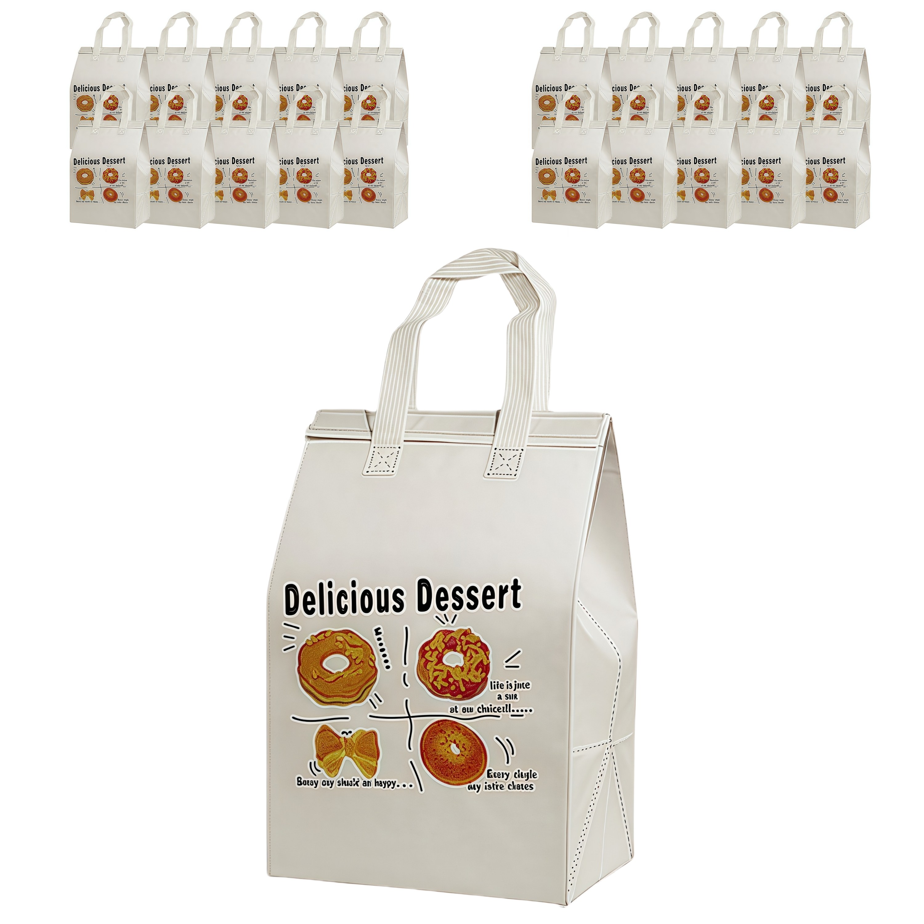 Scpogo 일회용 은박 손잡이 보온보냉백 도시락용 테이크아웃 포장가방, 20개, 흰색 28,000원