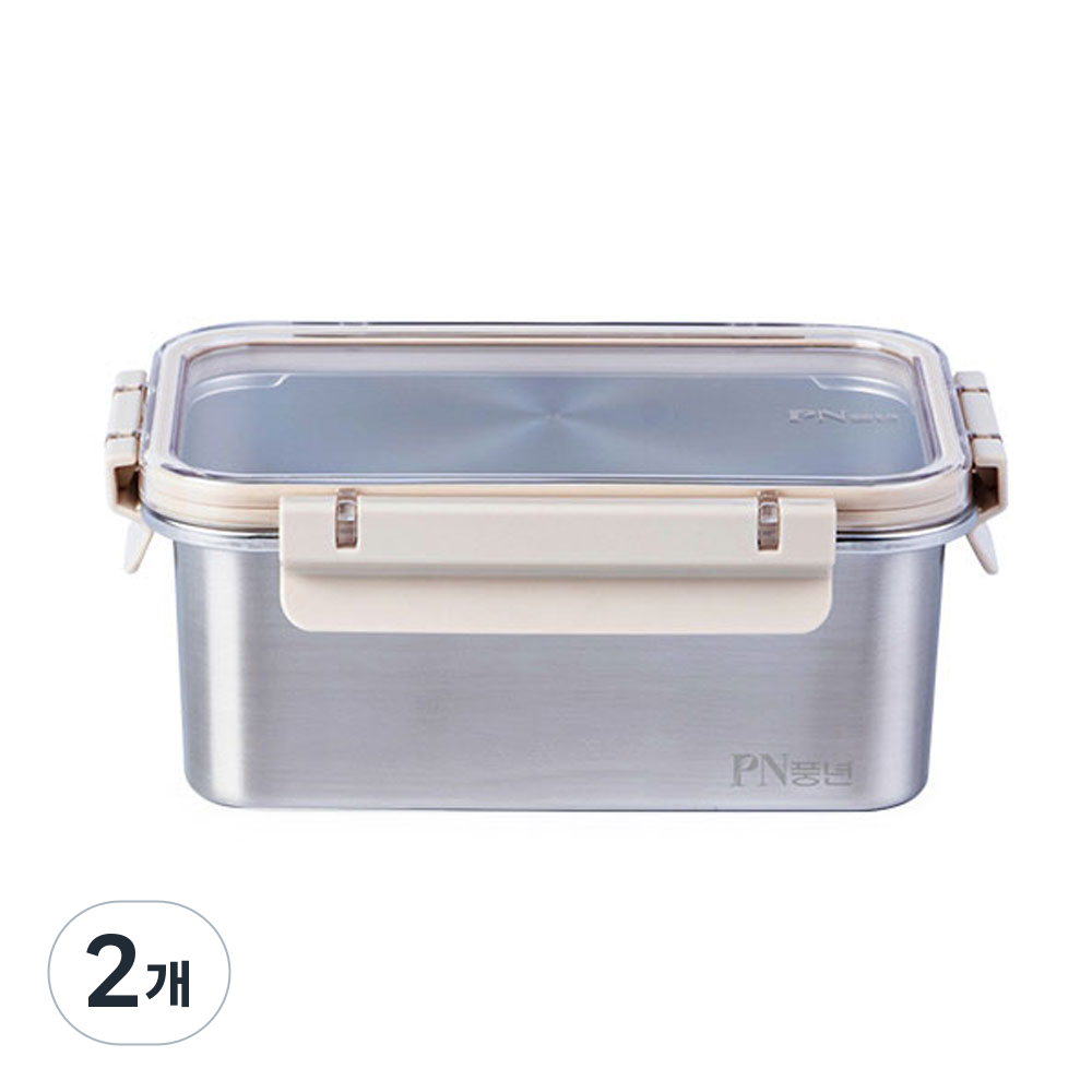 PN풍년 피엔락 스텐 직사각 밀폐용기 반찬통 1600ml 전자레인지 식기세척기 사용가능, 단일상품, 2개 48,080원