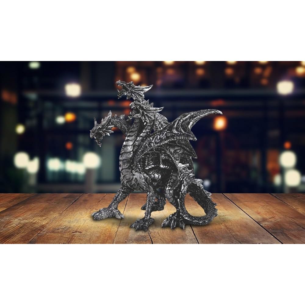 FC 디자인 7.75인치 중세 시대 3-머리 실버 드래곤 피규어 동상 집/방 장식 아이디어, 집들이, 휴일 및 생일을 위한 훌륭한 수집품 추가 113,600원