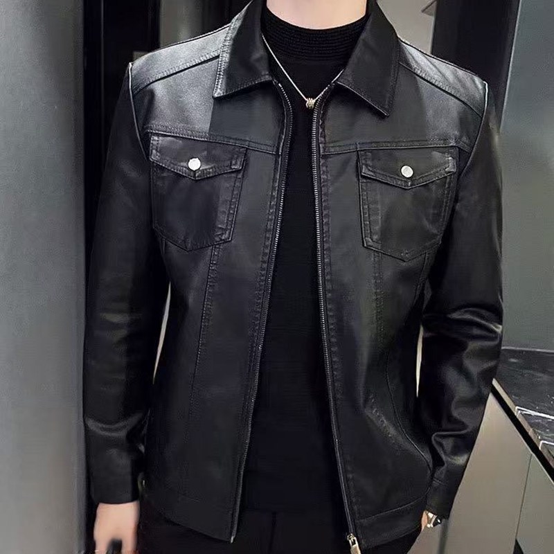 타임퓨어 가을겨울용 플리스 안감 지퍼 두꺼운 가죽 재킷 빈티지 스트릿 바이커 자켓 남성용 38,200원