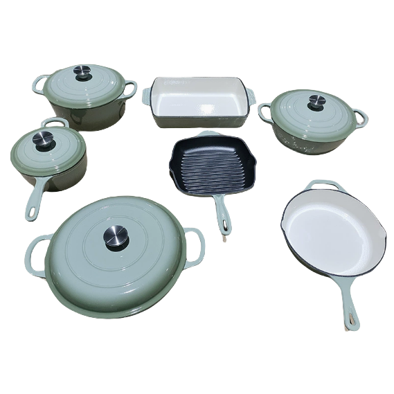 씨와이씨 법랑 냄비 7종세트 법랑주철 도자기냄비 두껑4개포함 전골 곰솥 후라이팬, 1세트, 팬/냄비/두껑, 그린 289,800원