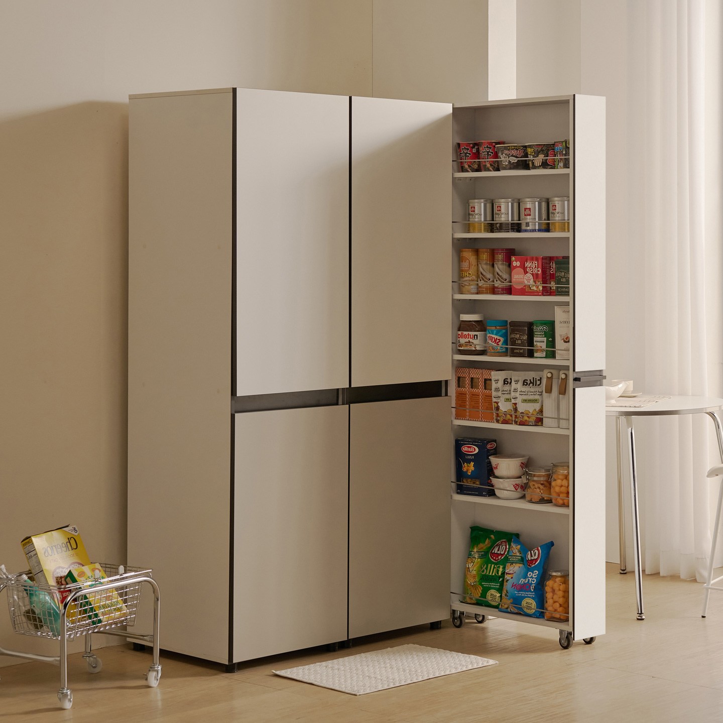 해피아이 비올레 냉장고 틈새장 틈새수납장 슬라이딩 주방수납장 비스포크 타입, 새틴화이트 89,800원